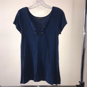 blue v-neck